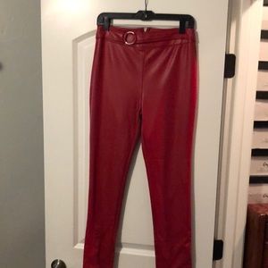 Women’s red leather pants